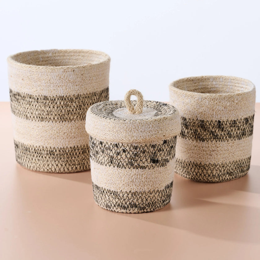 Dorakata Stitched Jute Basket 6.5