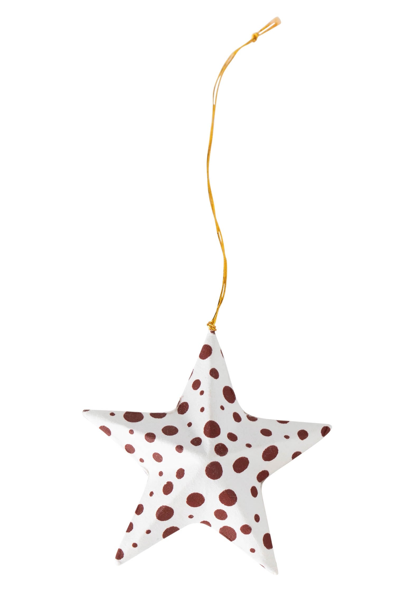 Polka Dot Star Ornament - White