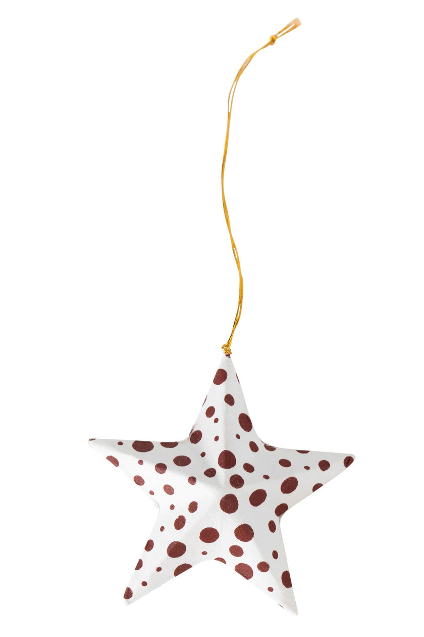 Polka Dot Star Ornament - White