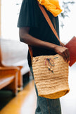 Jute Bucket Bag - Leather Strap