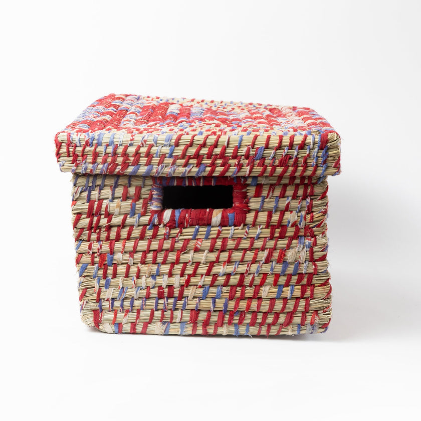 Lidded Sari Storage Basket 10.5H