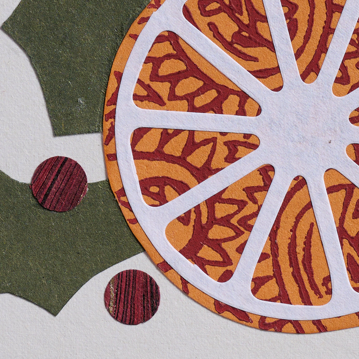 Block Print Orange Slice Card