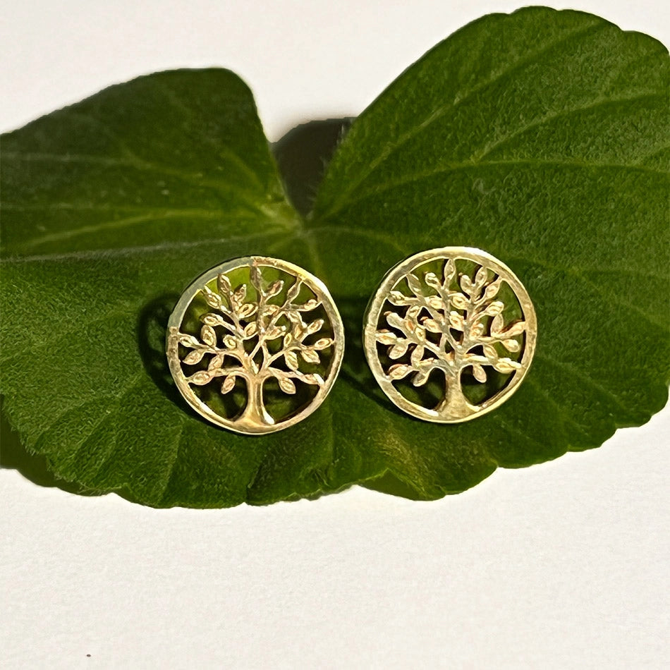 Tree of Life Post Earring brass
