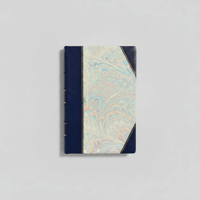 Handcrafted Marbled Paper Journal - Navy