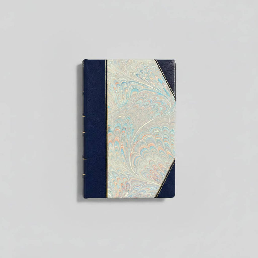 Handcrafted Marbled Paper Journal - Navy