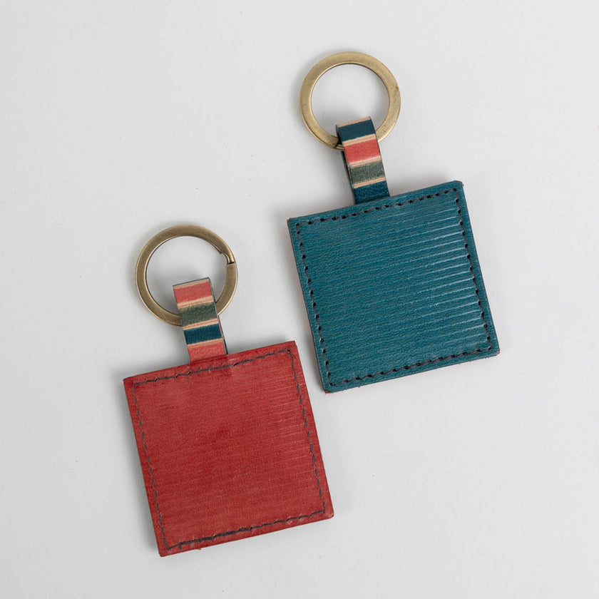 Shanti Square Leather Key Ring