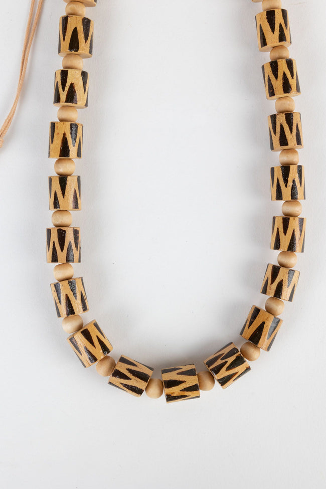 Wooden Barrel Bead Necklace