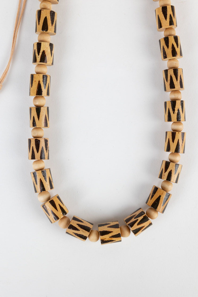 Wooden Barrel Bead Necklace