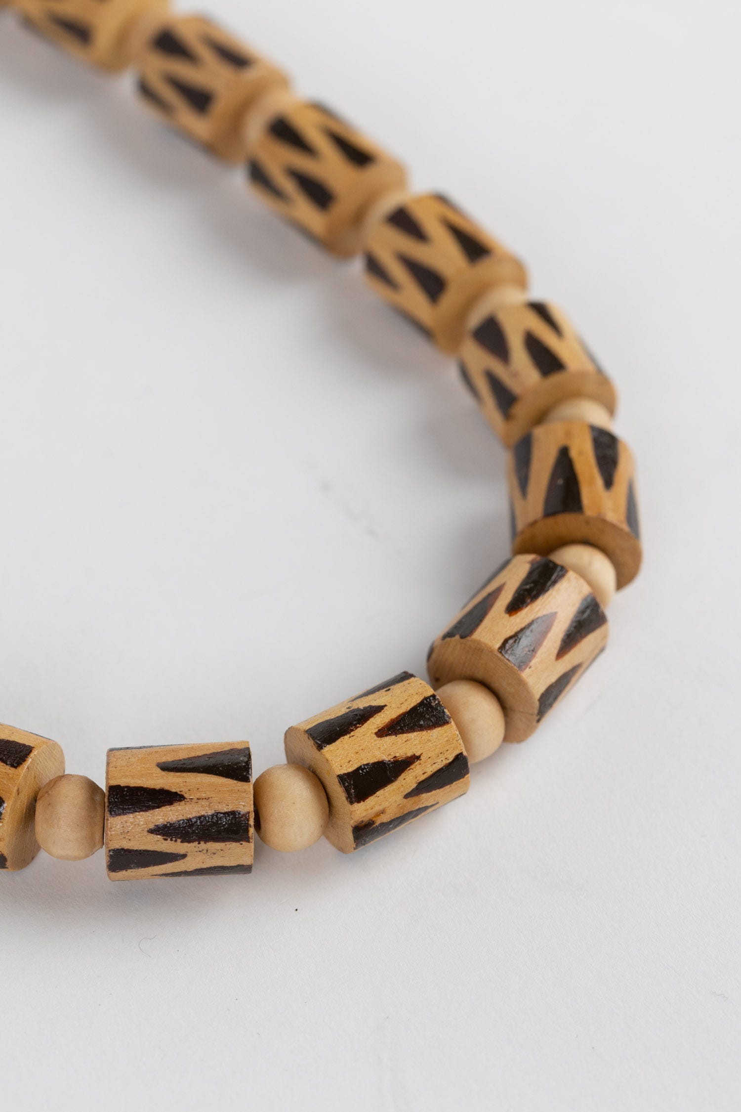 Wooden Barrel Bead Necklace