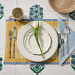 Devika Floral + Stripe Block Print Tablecloth