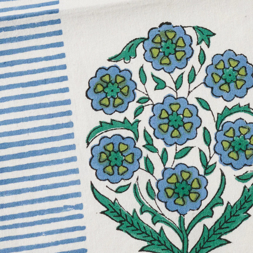 Devika Floral + Stripe Block Print Napkin