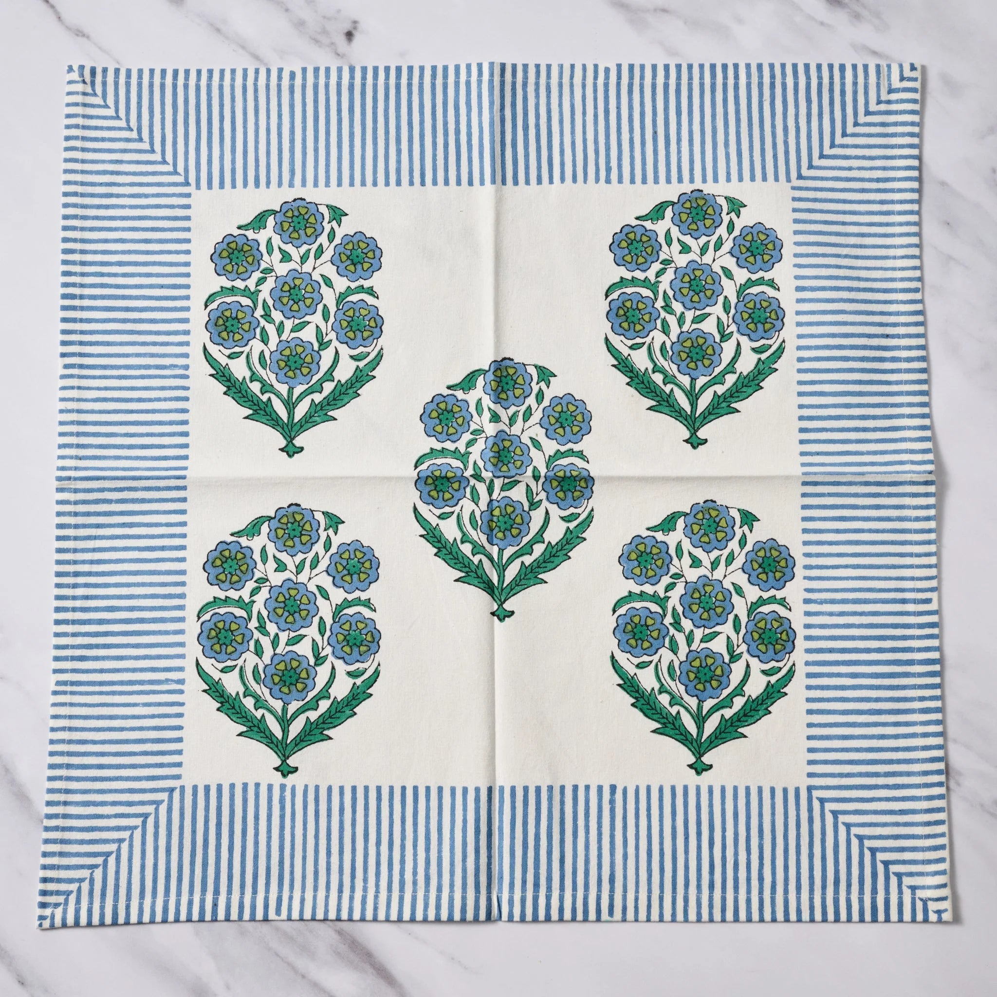 Devika Floral + Stripe Block Print Napkin