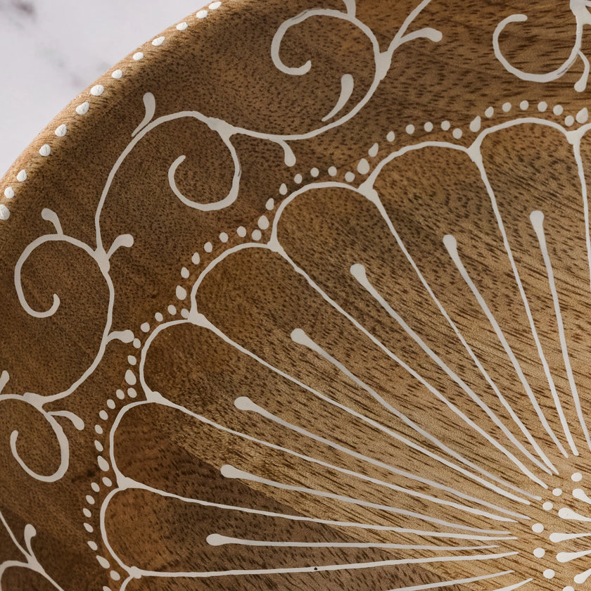 Aiza Handpainted Mango Wood Bowl