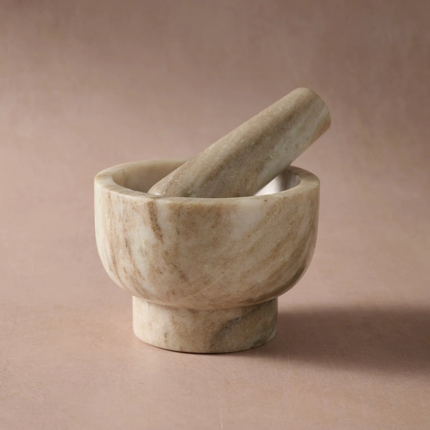 Morchana Marble Mortar + Pestle Set