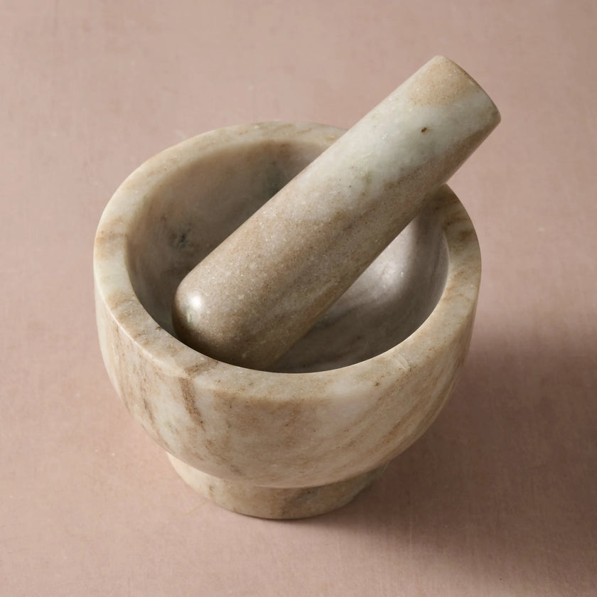 Morchana Marble Mortar + Pestle Set