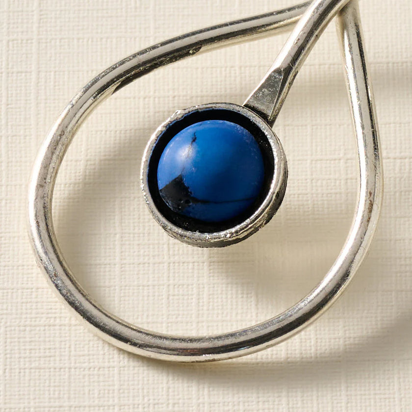 Kaksha Silver Cobalt Bead Drop Earrings