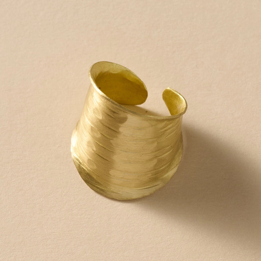 Diva Hammered Brass Cuff Ring