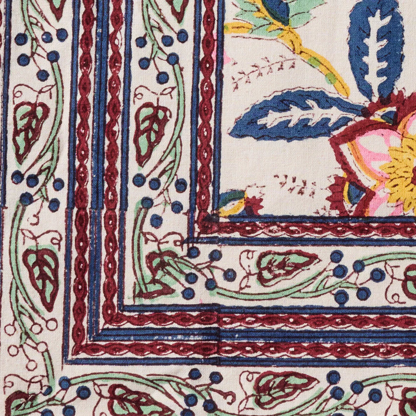 Zaina Floral Blockprint Tablecloth