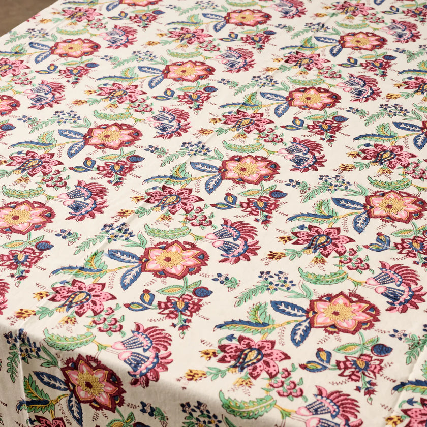 Zaina Floral Blockprint Tablecloth