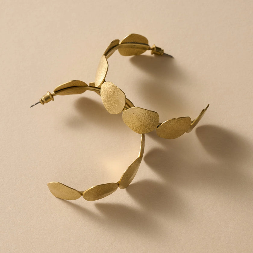 Yavi Hammered Brass Disc Earrings