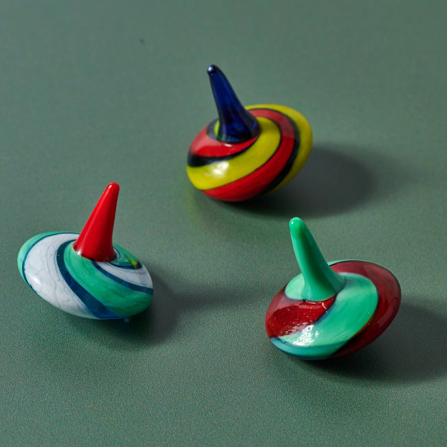 Multi-colored Glass Tops - Set of 3