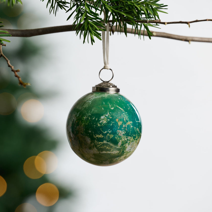 Recycled Glass Watercolor Ball Ornament