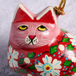 Painted Floral Cat Paper Mache Ornament