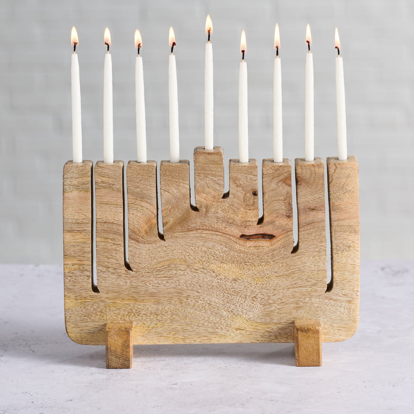 Modern Mango Wood Menorah