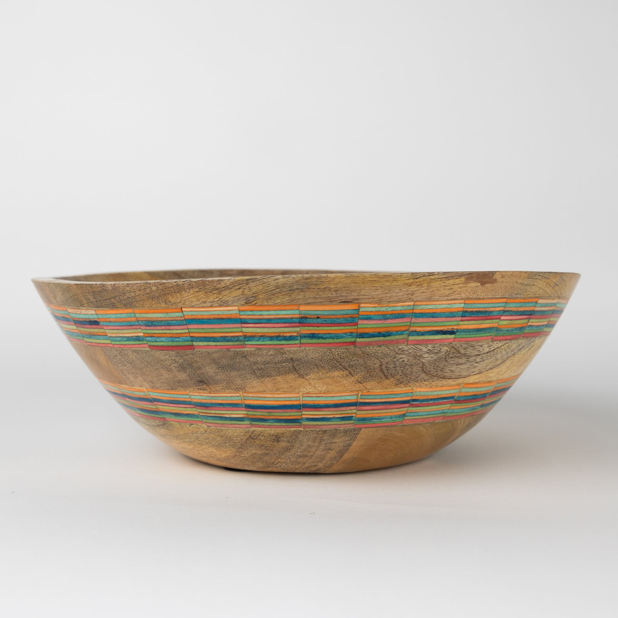 Striped Mango Wood Salad Bowl