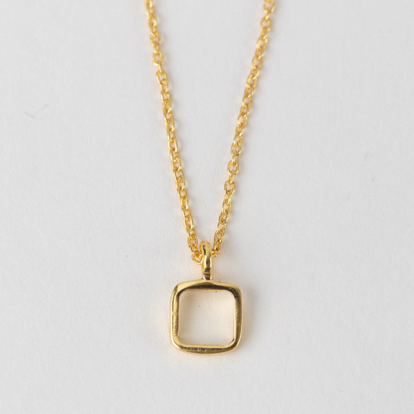 Sundar Square Pendant Gold Necklace
