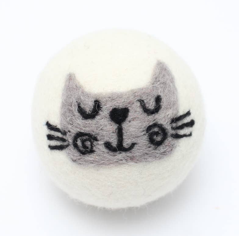 Eco Wool Dryer Balls: Cat w/Scarf