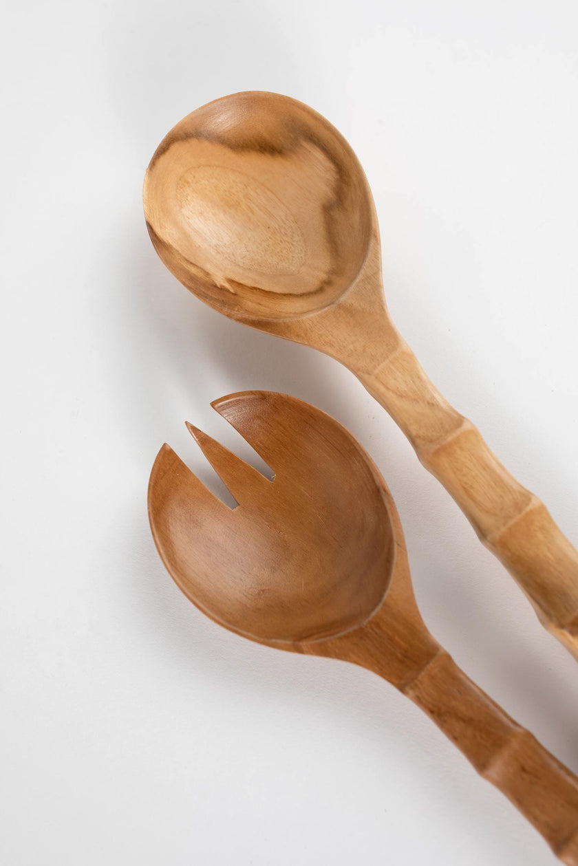 Sleek Teak Salad Servers