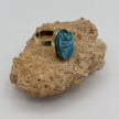 Handmade Brass Ring - Faience Scarab: Turquoise
