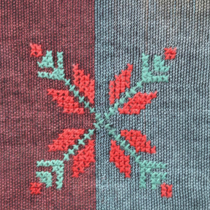 Edith Handcrafted Crossbody: Burgundy & Blue - Red & Green Embroidery