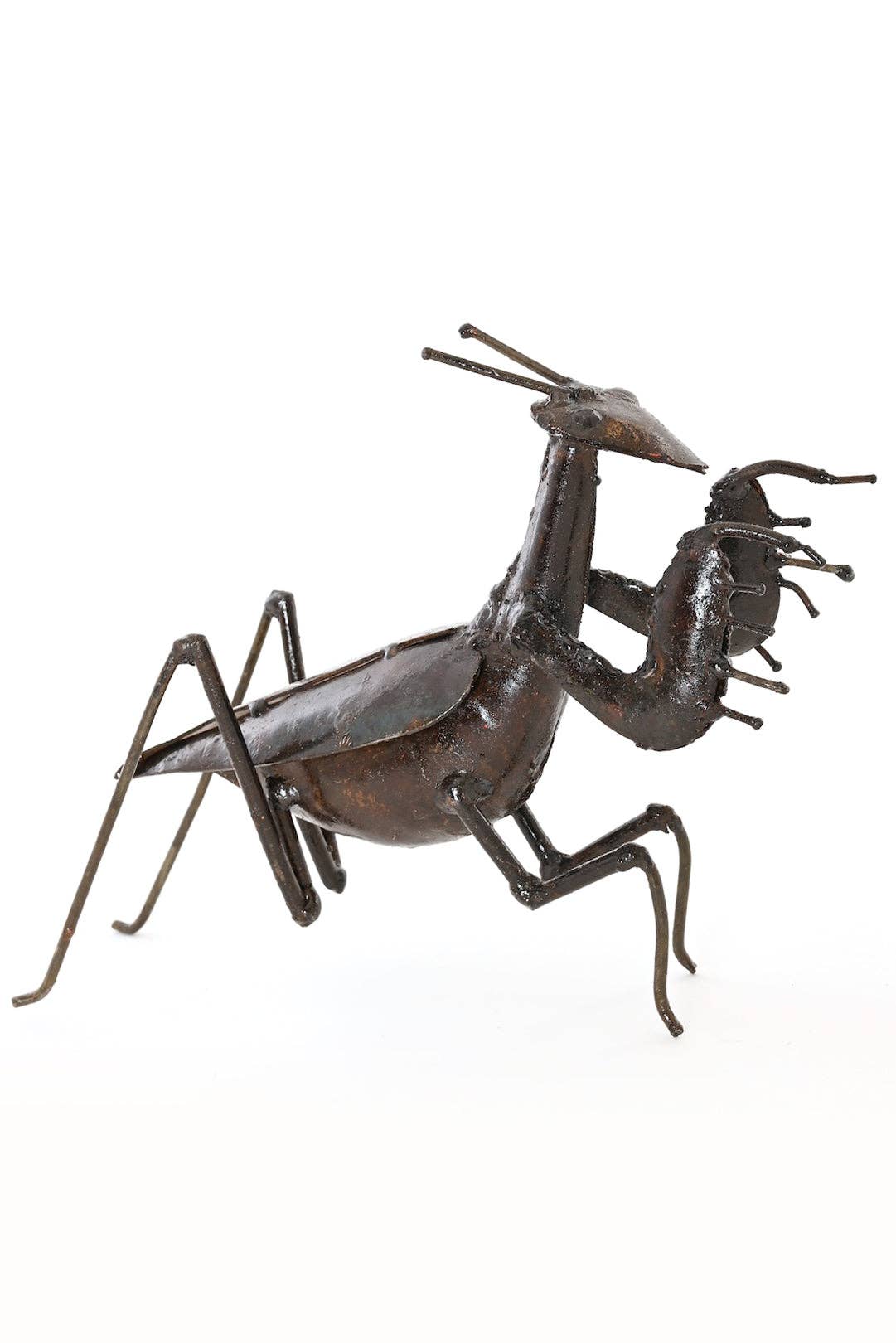 Recycled Metal Praying Mantis Sculpture