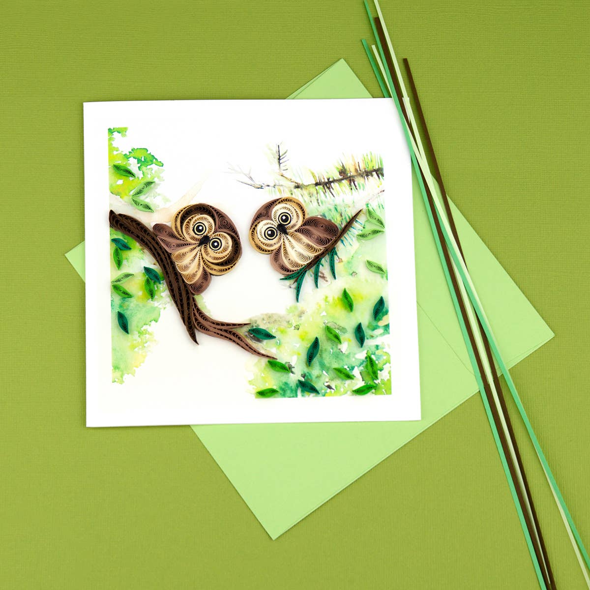 Owlets Quilled Greeting Card