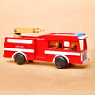 Wooden Fire Truck Toy – 15” Ladder Engine with 4 Firefighters