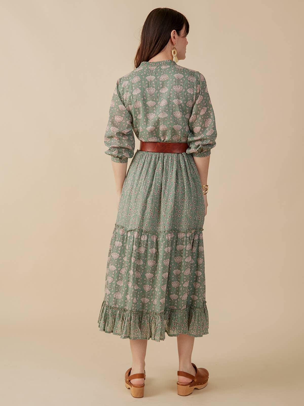 Britta Long Sleeve Tiered Dress Aegean Teal Mix: Aegean Teal Mix / L