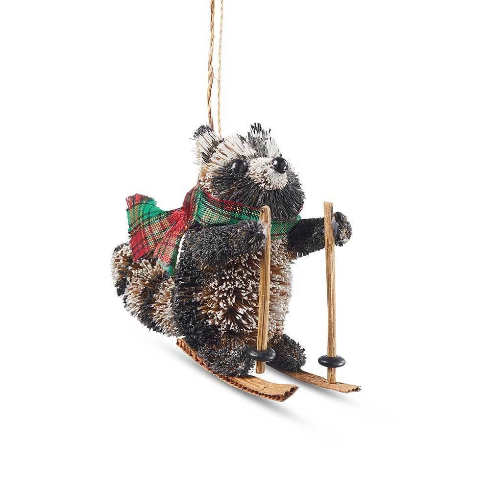 Skiing Buri Raccoon Christmas Ornament