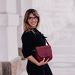 Apple Textile Crossbody Shoulder Bag: Burgundy