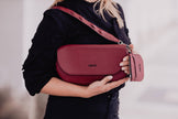 Apple Textile Clutch Bag: Burgundy