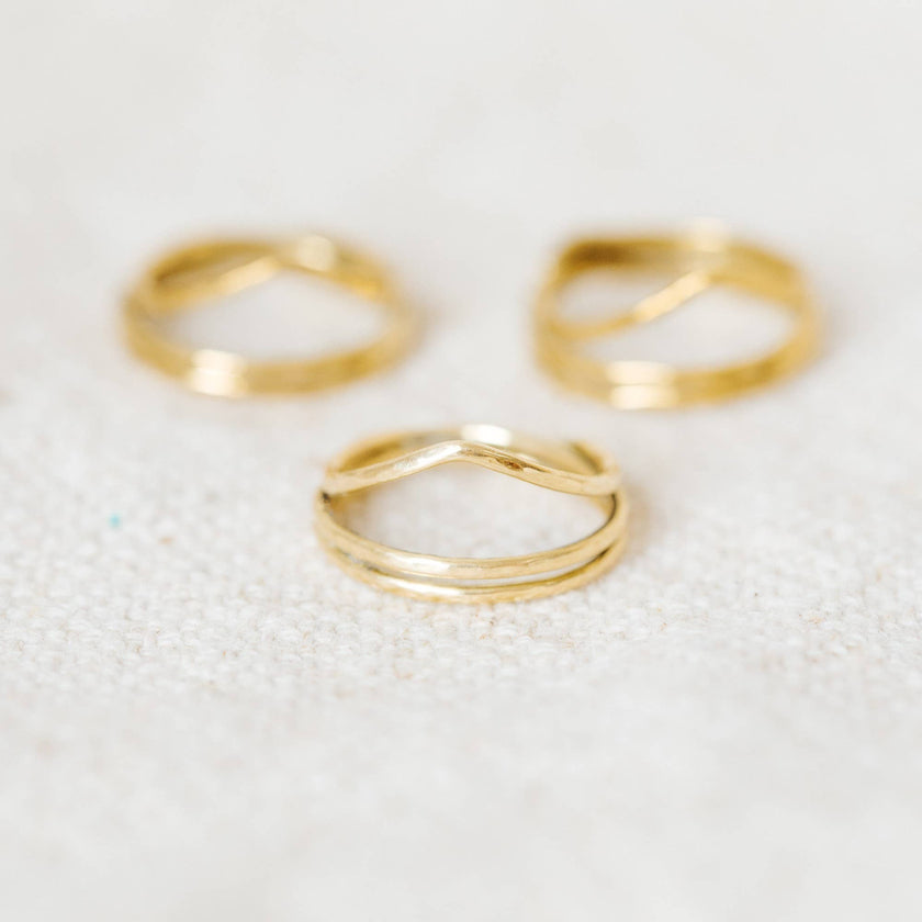Delicate Thin Brass Wire Wrap Band Ring