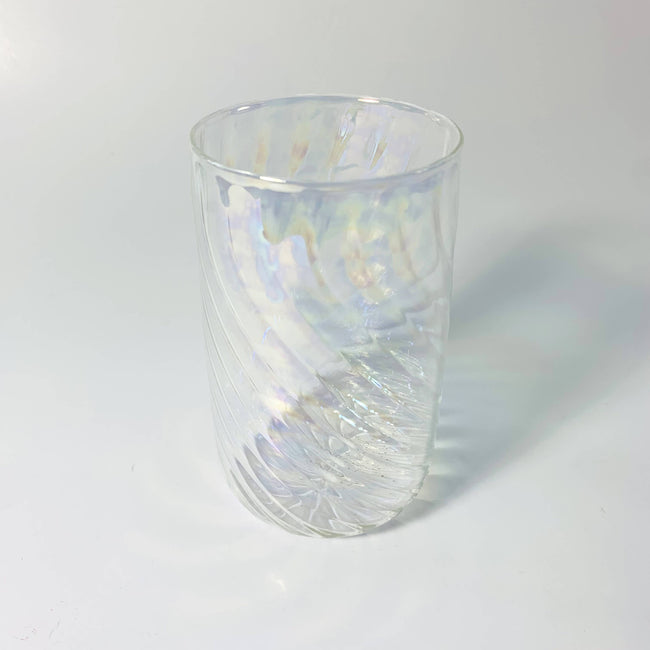 Blown Glass Stemless Glass: Iridescent Clear