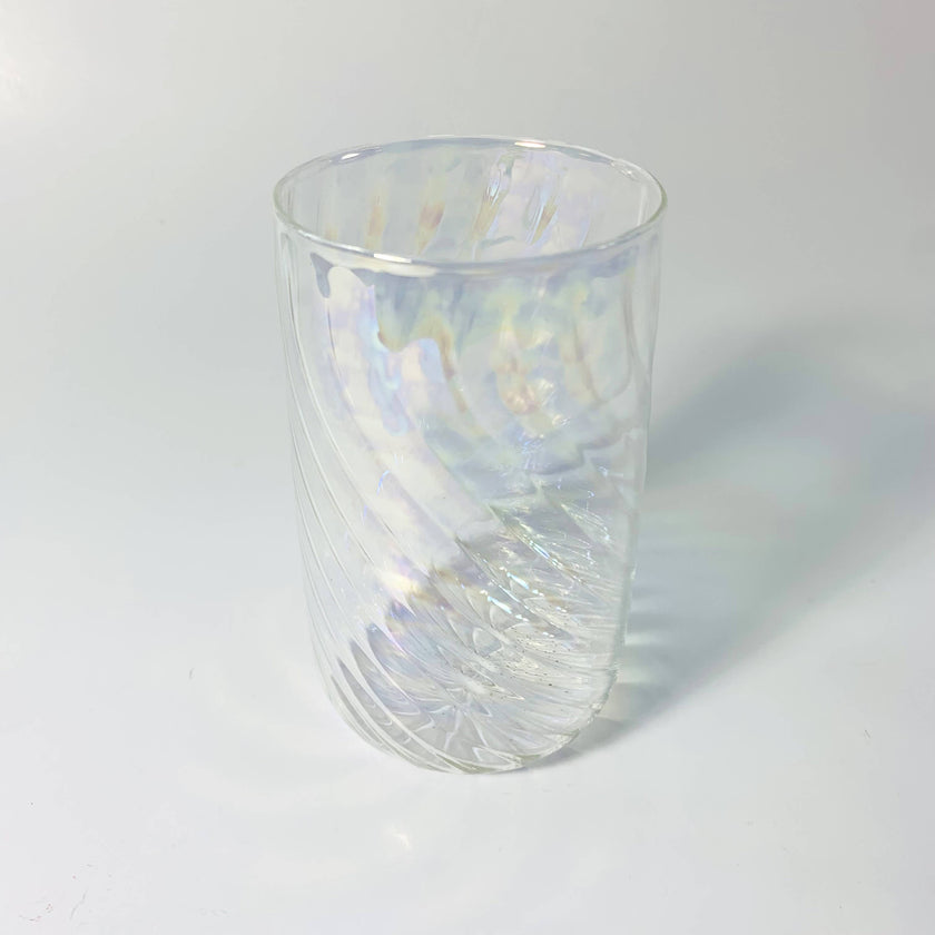 Blown Glass Stemless Glass: Iridescent Clear