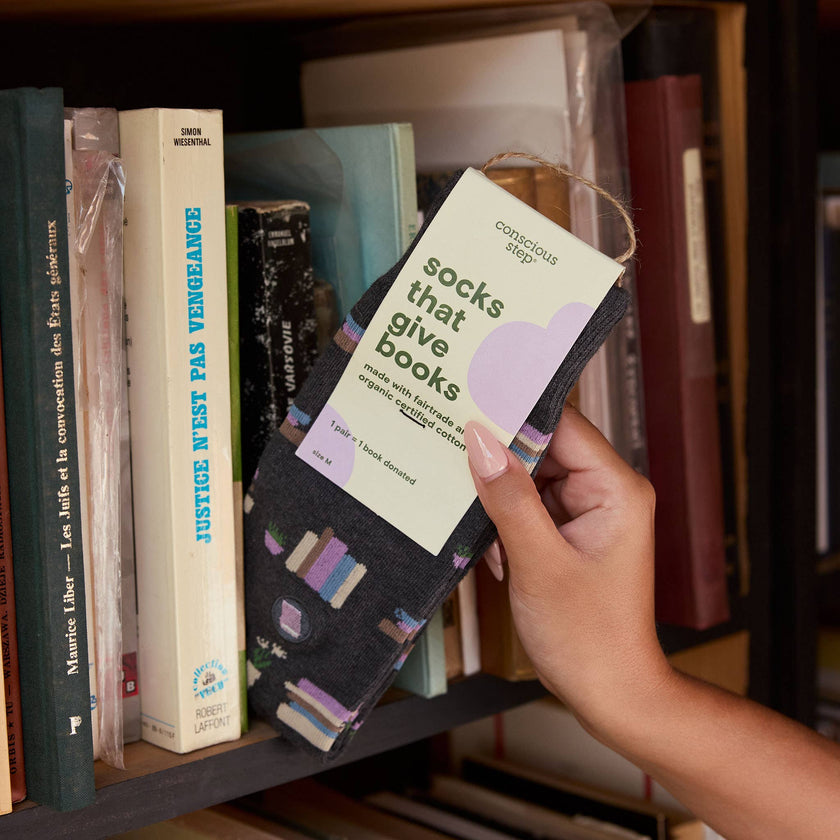 Socks that Give Books: Gray Bookshelves