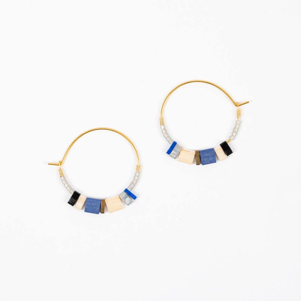 Tila Hoop Earrings: Blue Denim