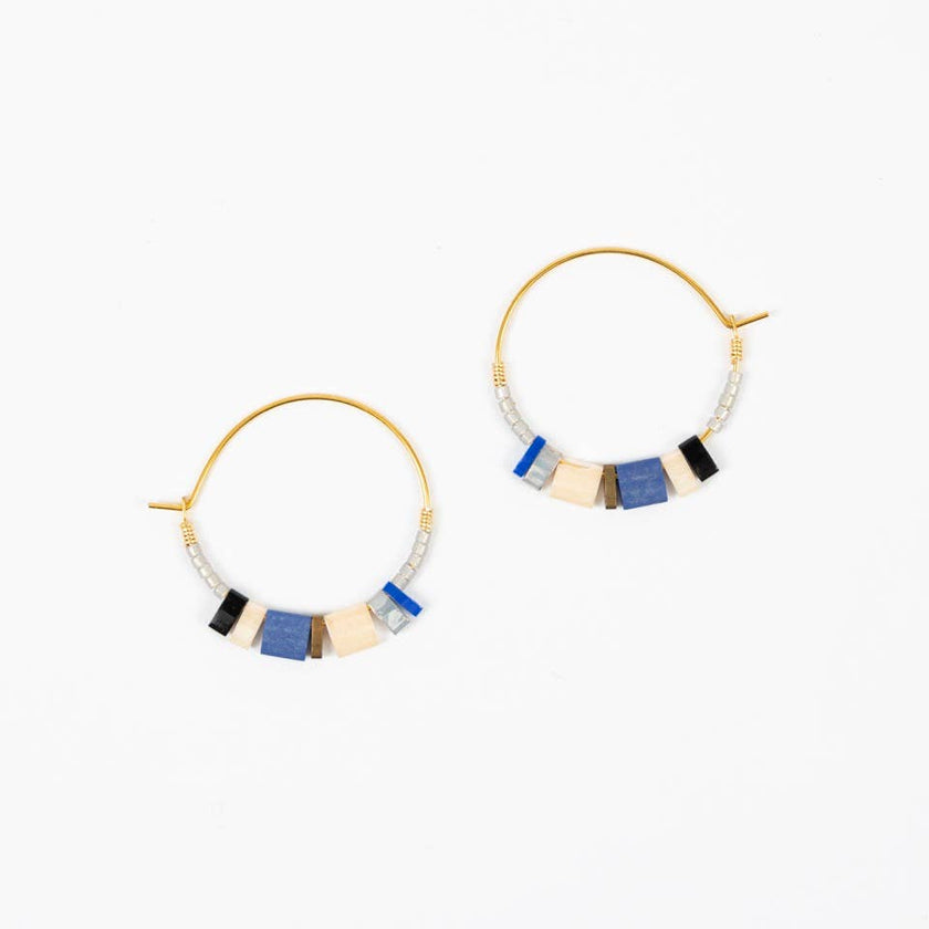 Tila Hoop Earrings: Blue Denim