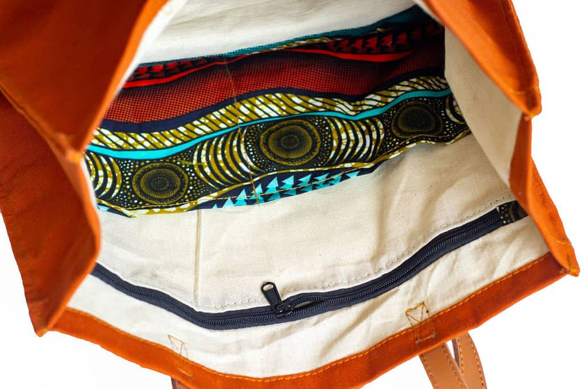 Canvas Tote Bag – Leather Handle Shoulder Bag: Navy blue