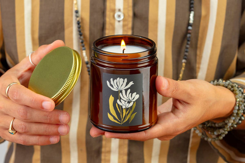 Gilded Botanical Candle - Amber + Lavender