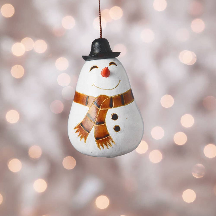 Happy Snowman Gourd Christmas Ornament